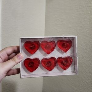 Set of Red Heart-Shaped Candles‎ Jelly Texture Y2k Style